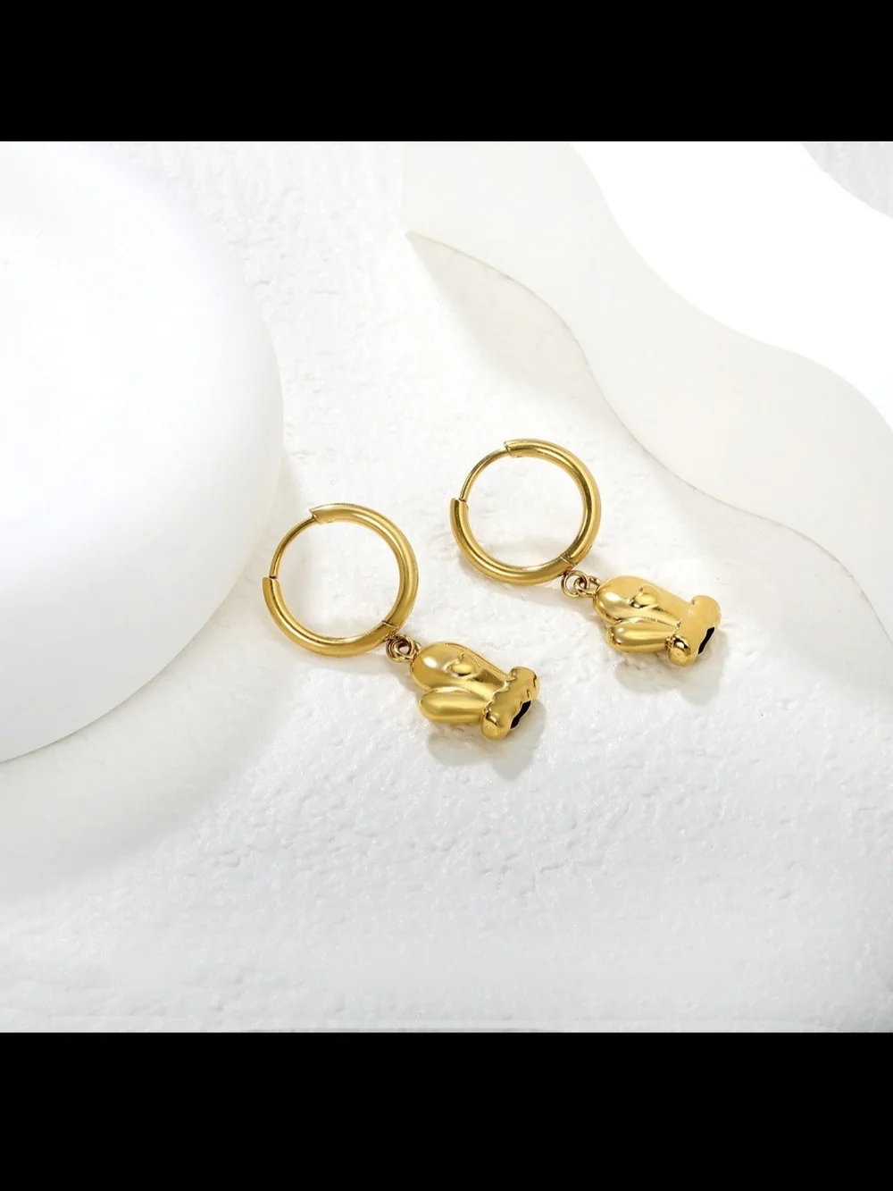 Gold Mitten Charm Hoop Earrings - Women's Jewelry